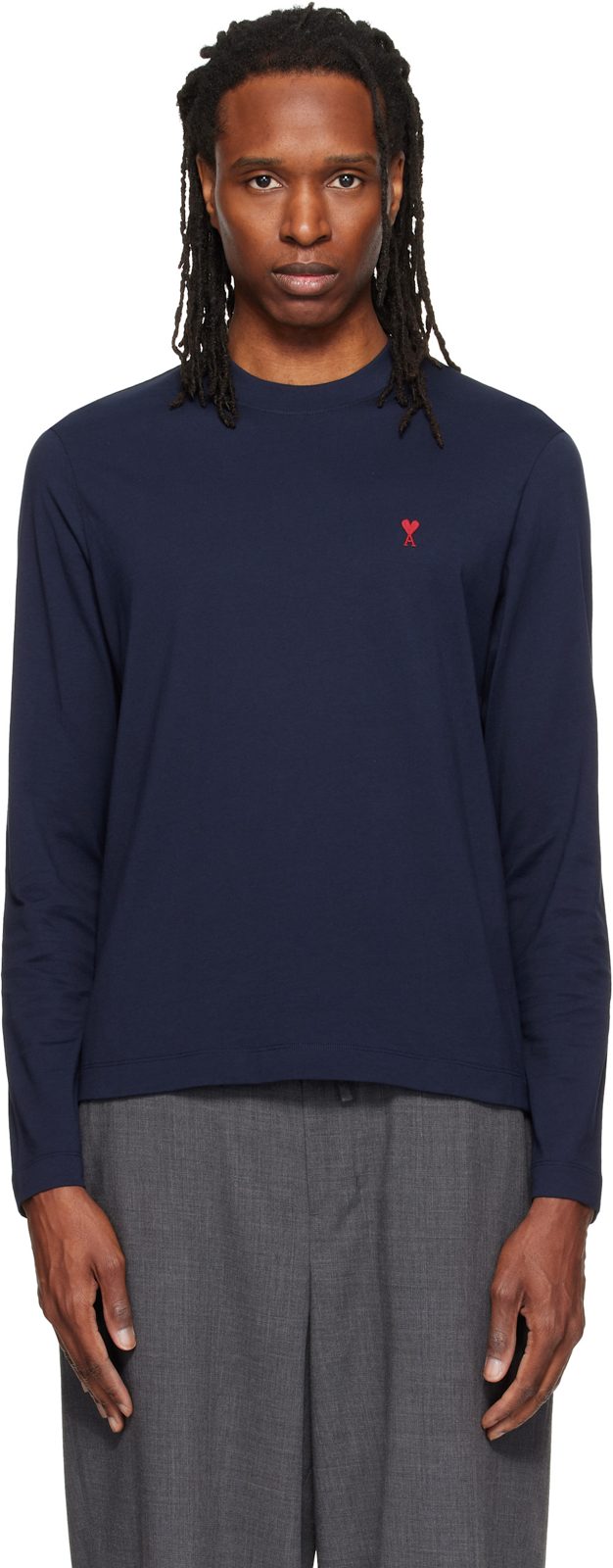 Navy Cotton Longsleeves Ami De Coeur T-shirt 262482M213003