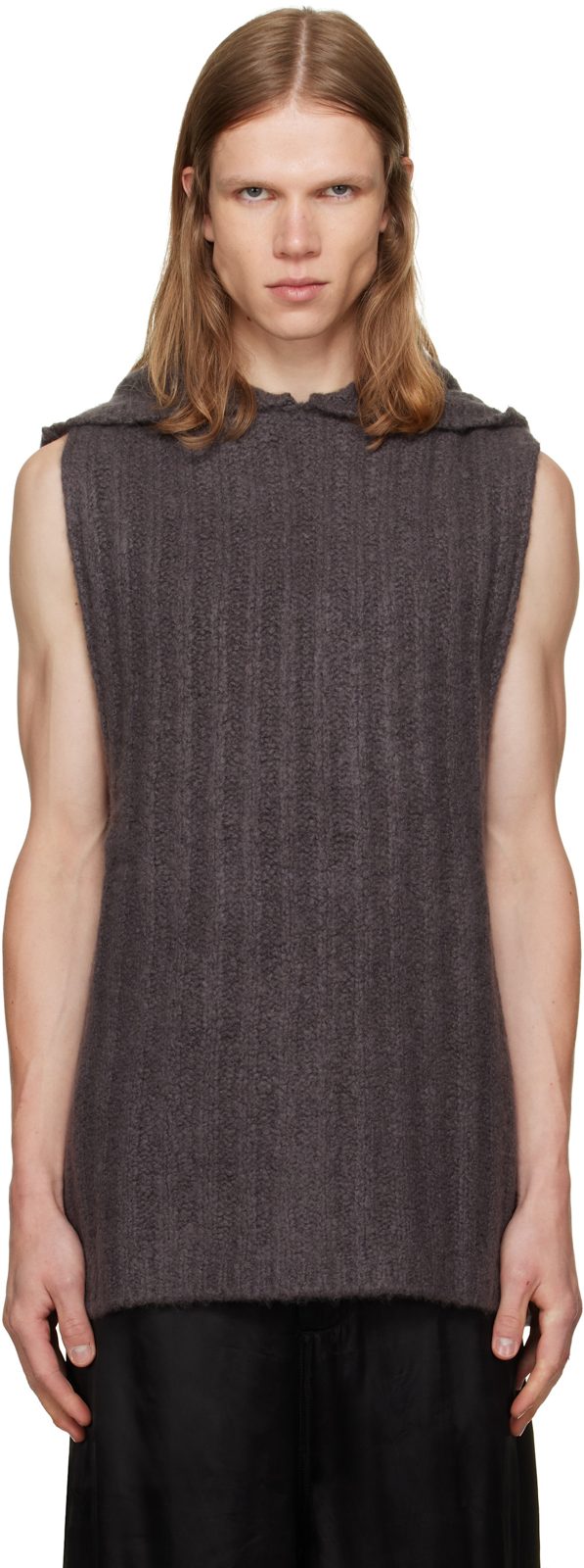 Gray Tower Hooded Tank Hoodie 262232M202053