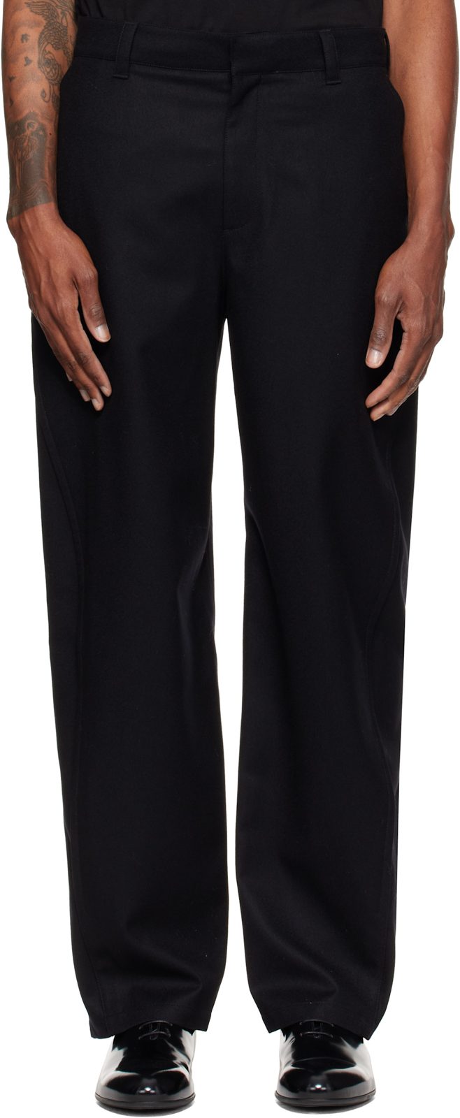 Black Couture Seam Trousers 262278M191001
