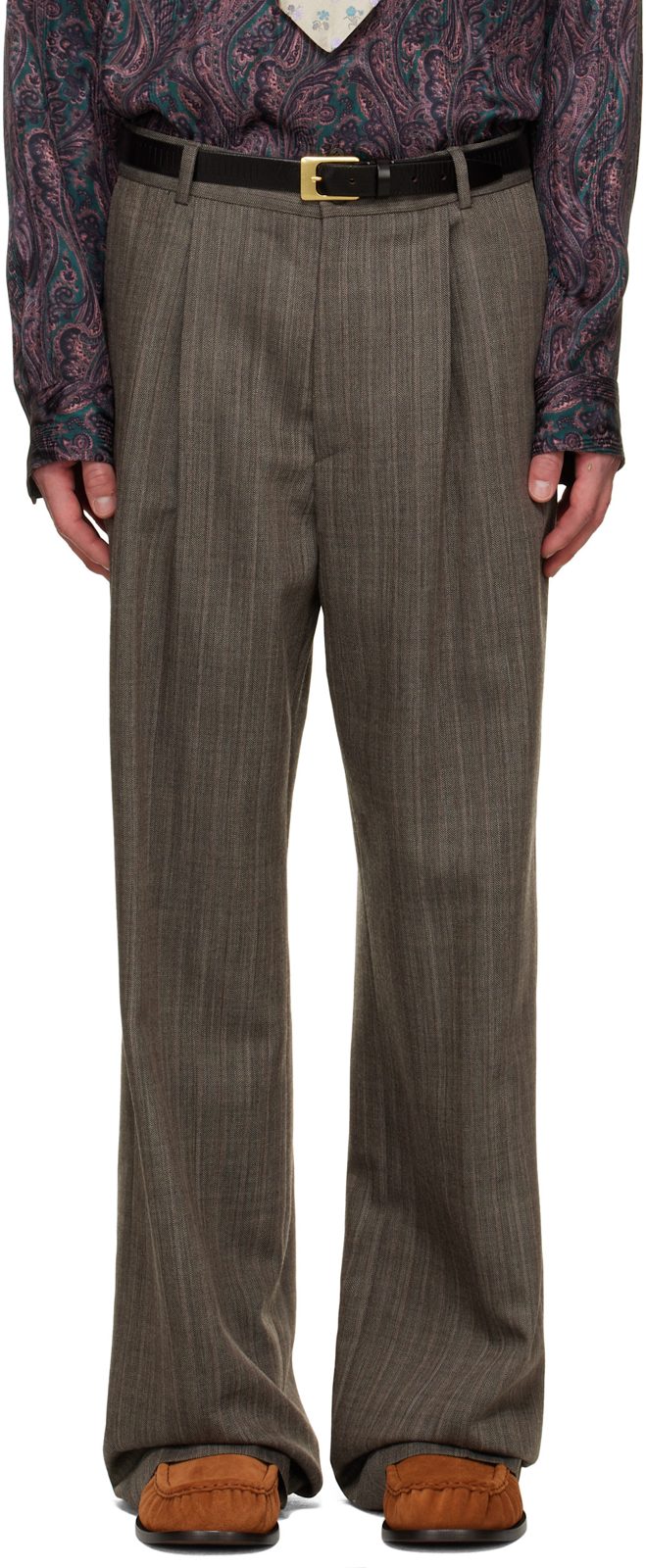 Gray Pleated Trousers 262358M191033