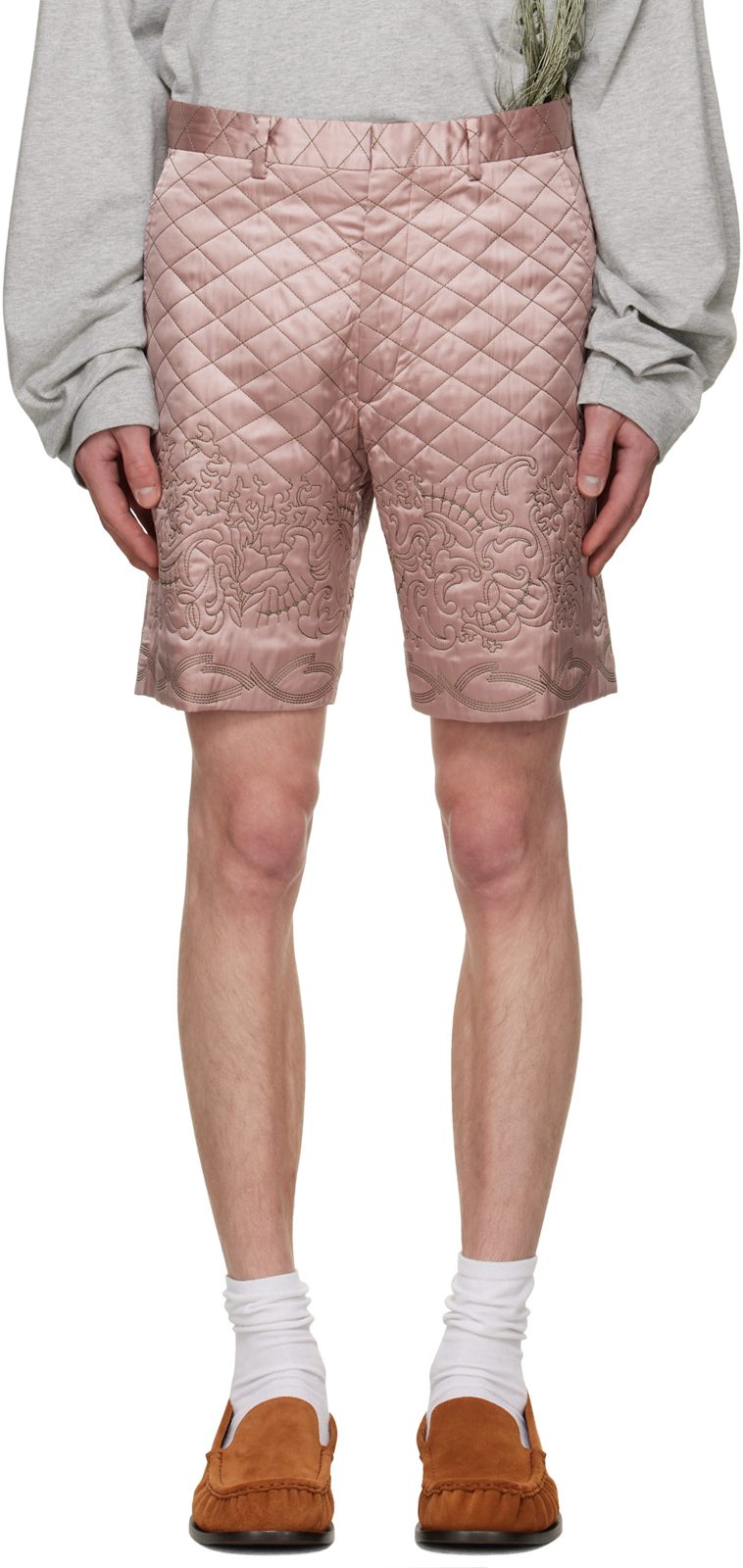 Pink Quilted Shorts 262358M191045