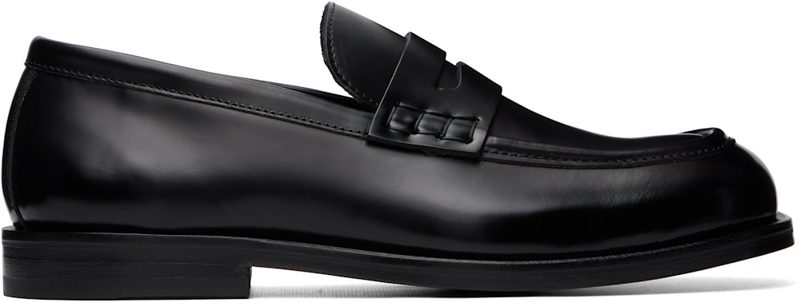 Black Cow Leather Loafers 262482M231000