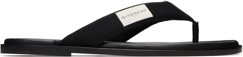 Black [지방시] Bay Grosgrain & Leather Flip-Flops 262278M234001