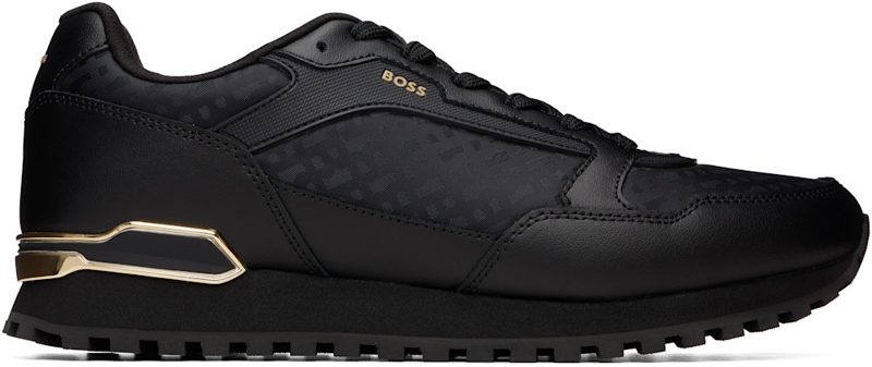 Black Leather & Canvas Sneakers 262085M237027