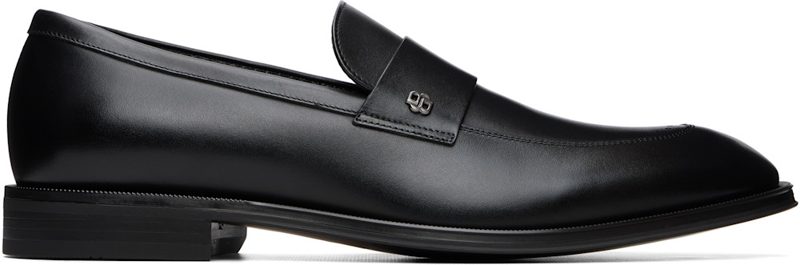 Black Double B Monogram Trim Leather Loafers 262085M231021