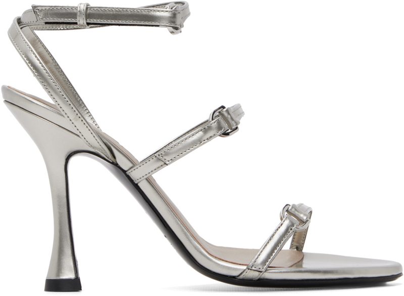 BY FAR Silver Gala Heeled Sandals 262289F125000