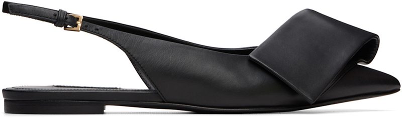 Black Twisted Ribbon Slingback Ballerina Flats 262278F118001