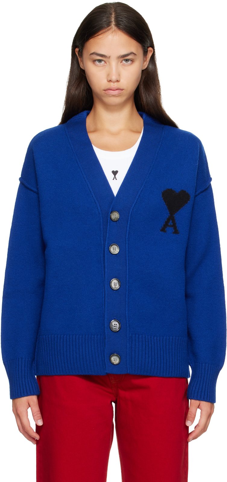 Navy Wool Ami de Coeur Cardigan 262482F095002