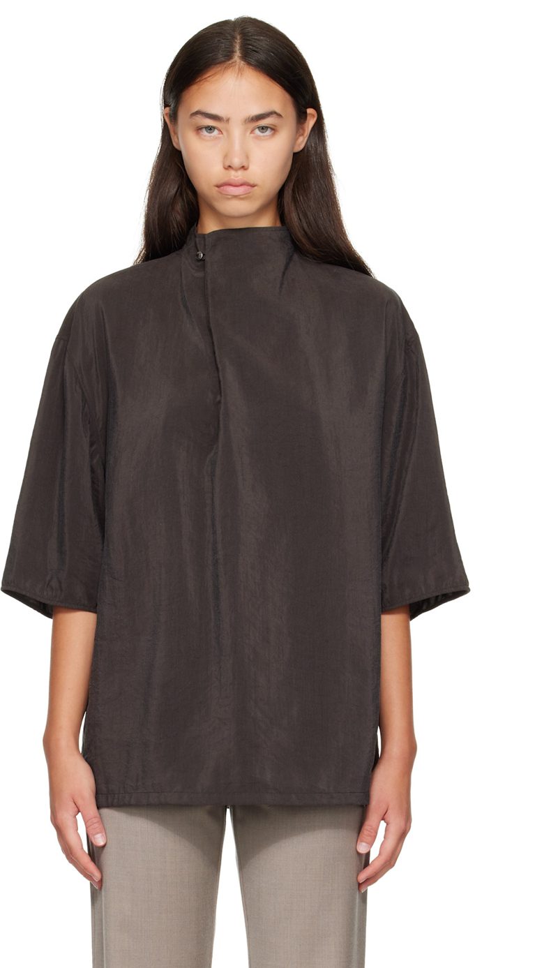 Gray Soft Collar Top 262646F107009