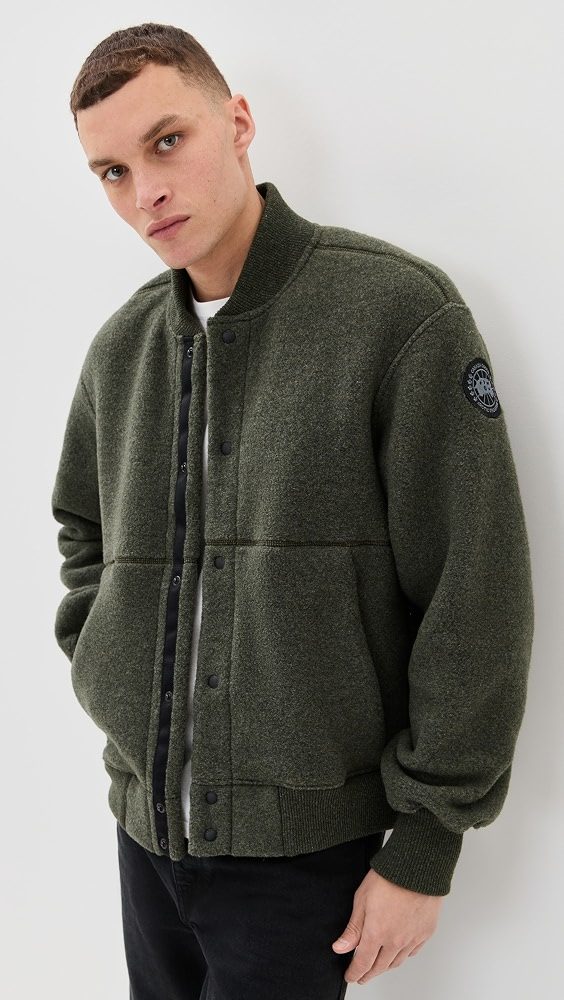 Hudson Black Disc Fleece Bomber_Dark Sage