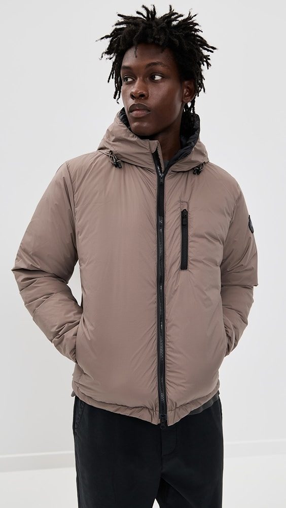 Lodge Black Disc Hooded Jacket_Taupe Grey