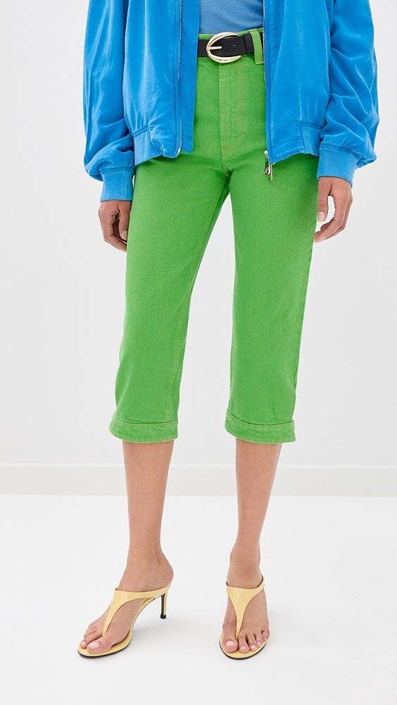 Denim Capri Jeans_Pale Green
