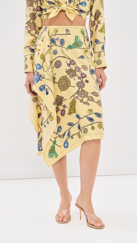 Silk Twill Broken Jewels Skirt_Burro/Azur/Gold