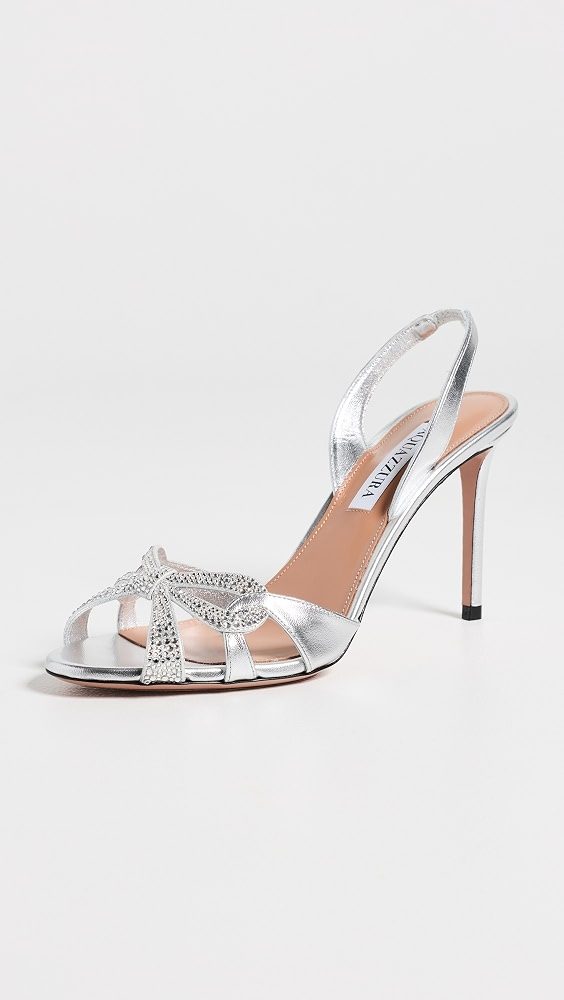 Aquazzura Ribbon Kiss Sandals 85mm_Silver