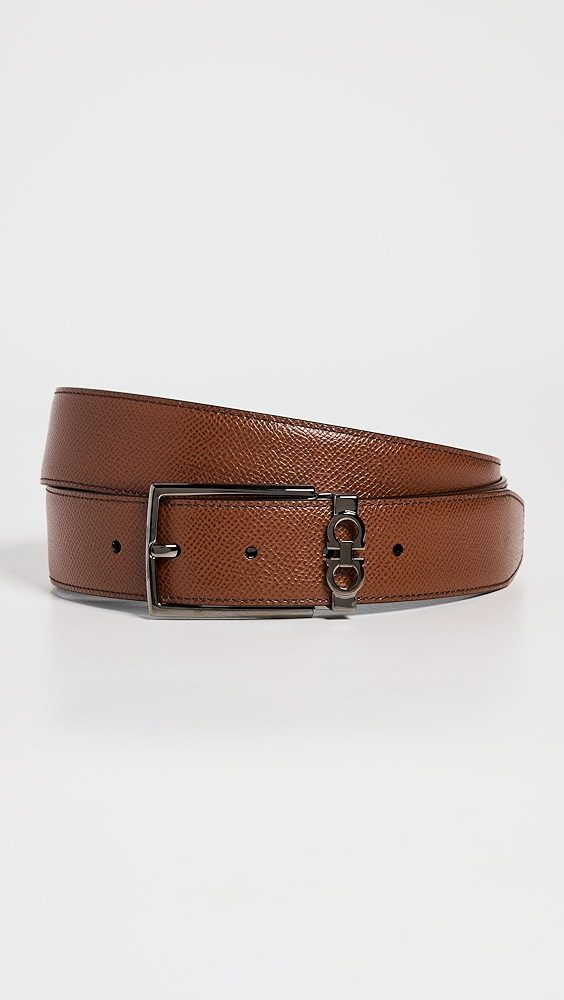 Classic Buckle Reversible Belt_Radica/Nero