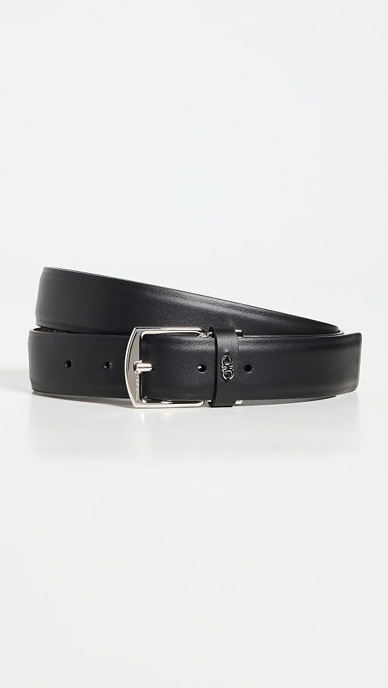 Square Buckle Reversible Leather Belt_Nero/T. Moro