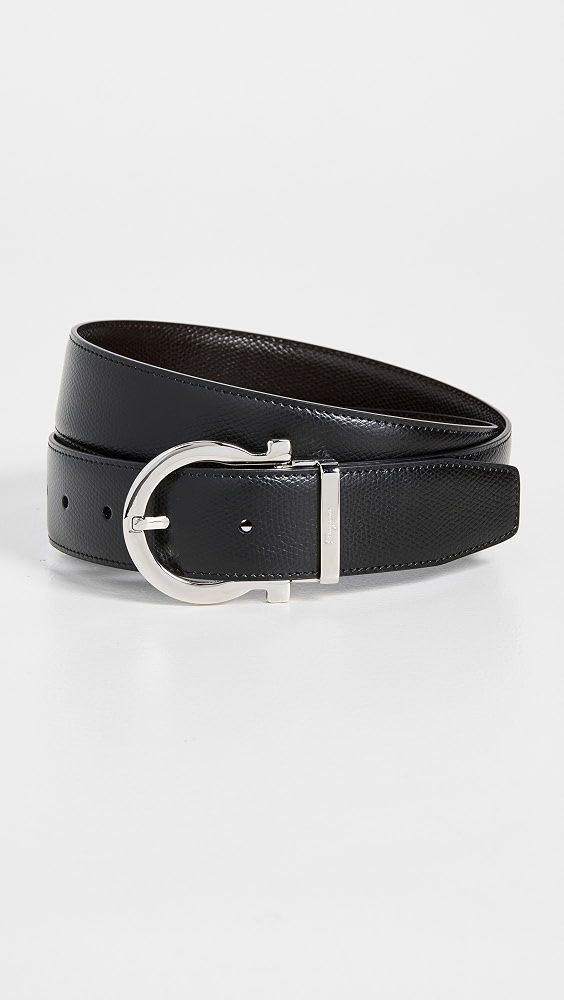 Single Gancini Reversible Belt_Black/Hickory