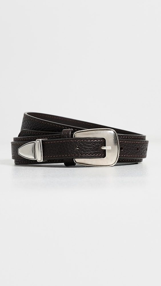 Minimal Western Leather Belt_Dark Brown