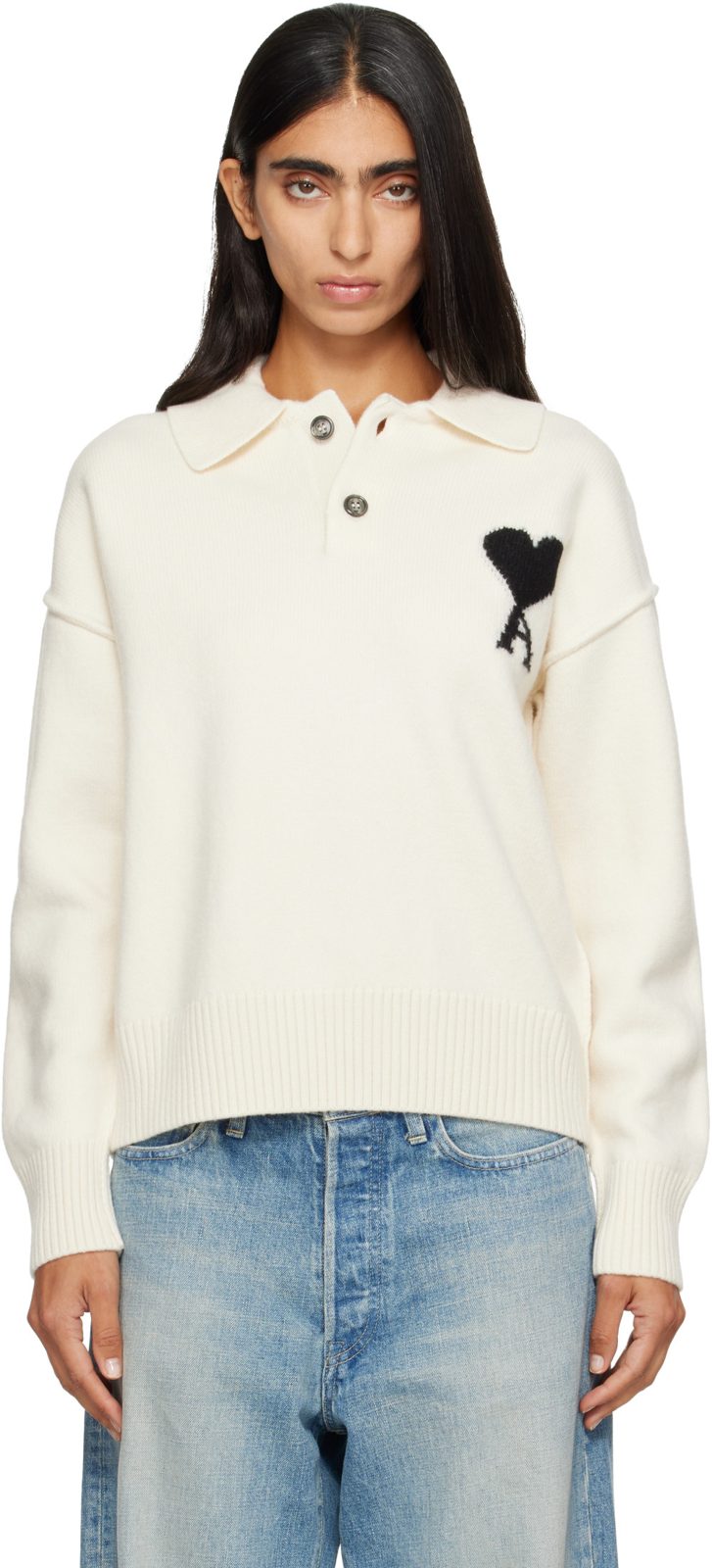 오프화이트 Ami de Coeur Wool Polo 262482F108002