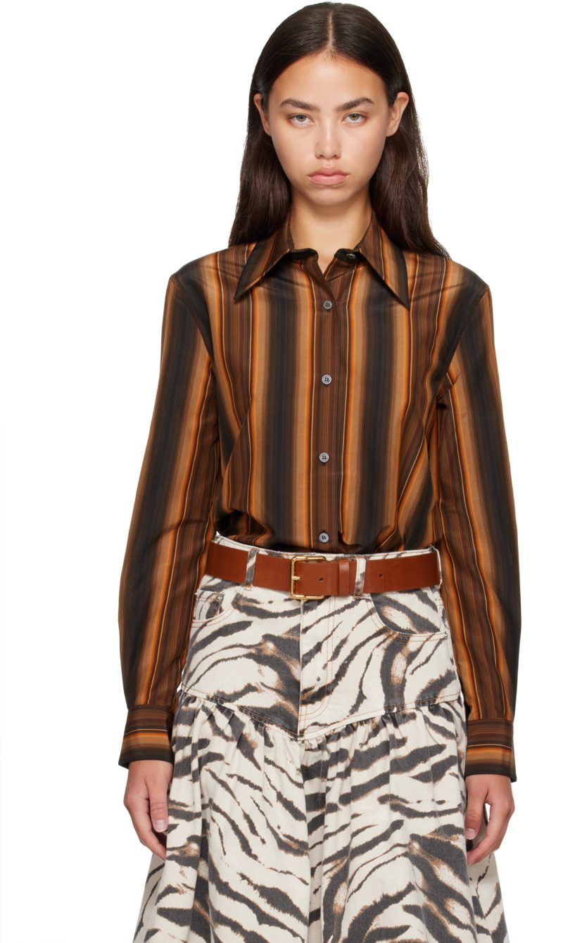 Marni Orange Silk Shirt 262379F109002