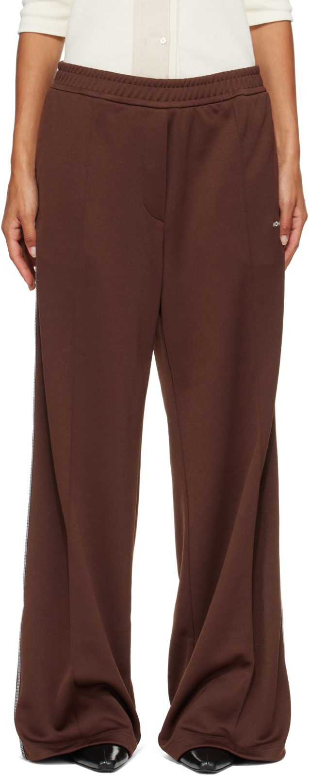 Brown Techno Poly Zip Up Trousers 262111F087004
