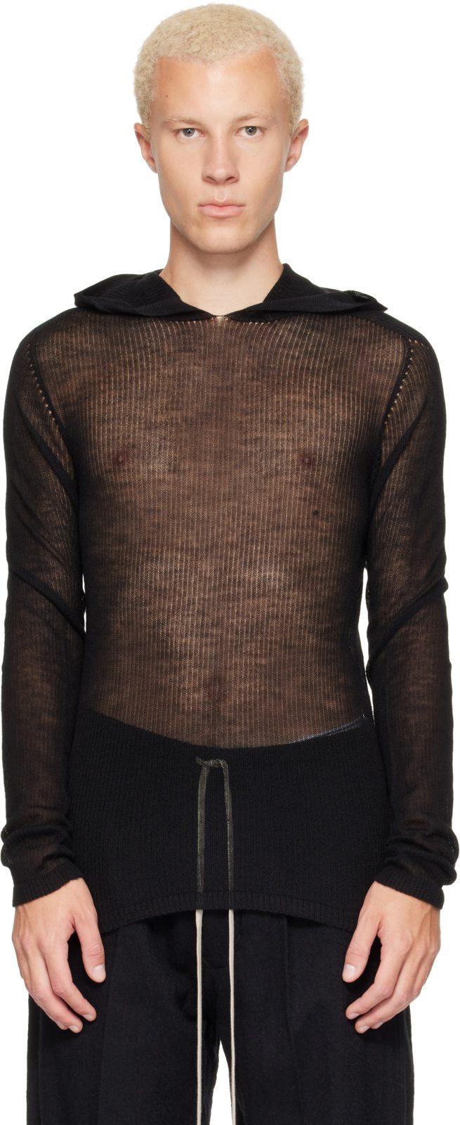 Black Tower Sheer Hoodie 262232M202012