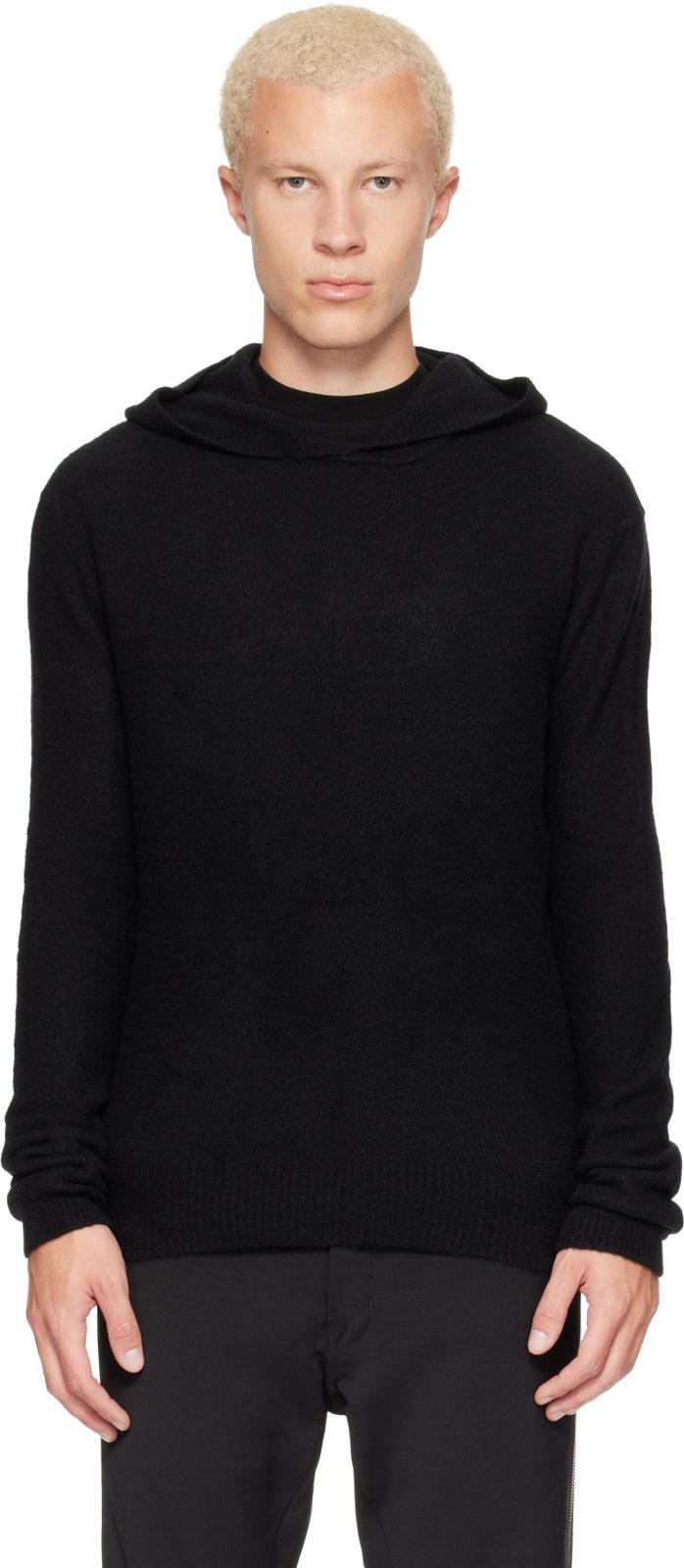 Black Tower Felt Cashmere Hoodie 262232M202052