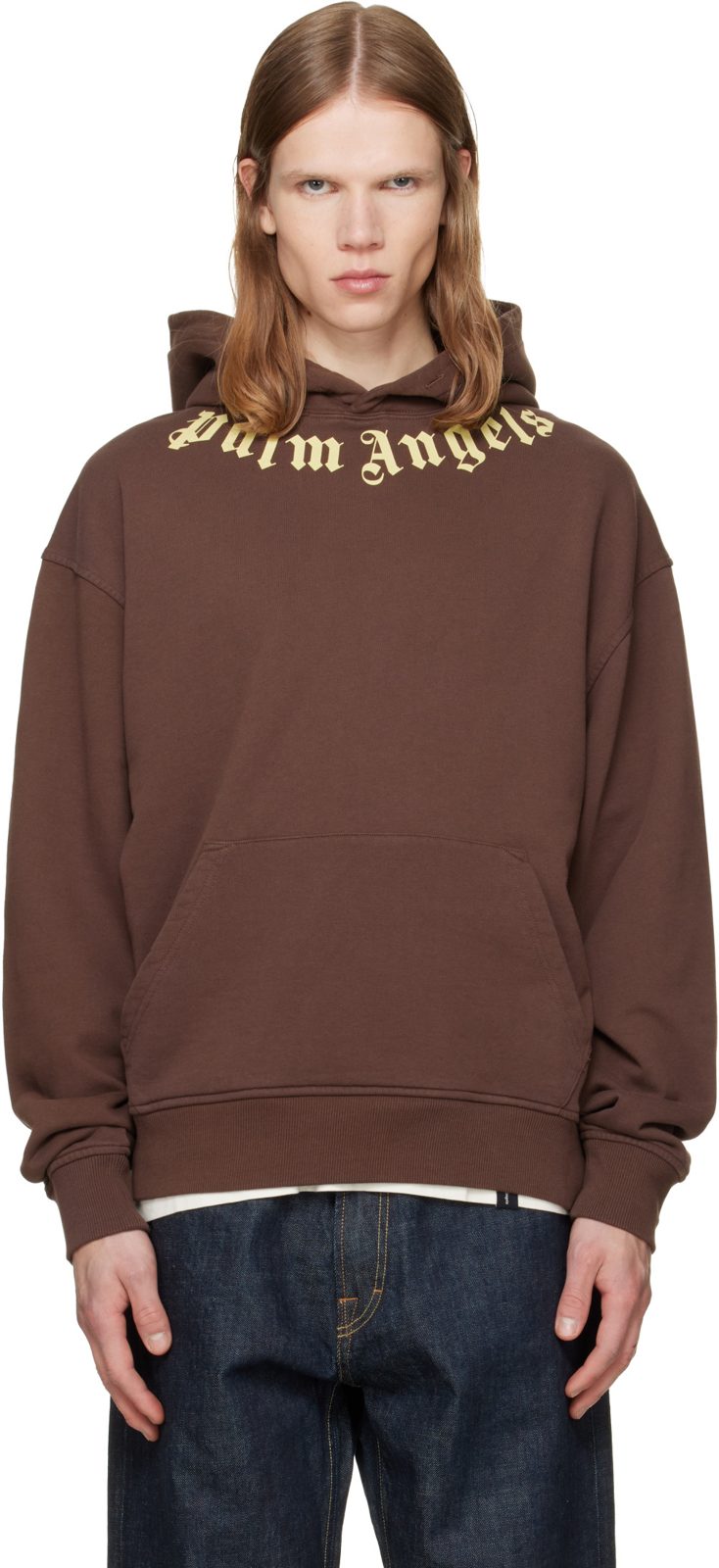 Brown Neck Logo Hoodie 262695M202010