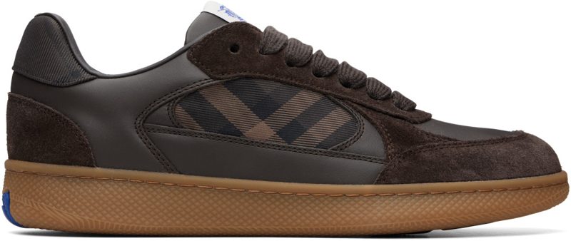 Black Leather Suede & Check Terrace Sneakers? 262376M237005