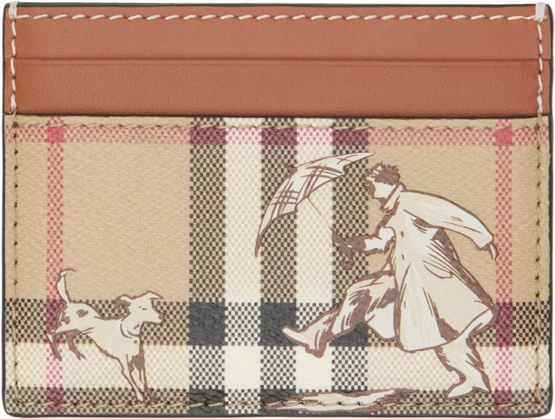 Brown & Beige Check Mates Card Holder 262376F037005