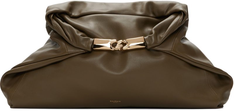 Khaki Dinner At 8 Medium Smooth Leather Clutch 262251F048013
