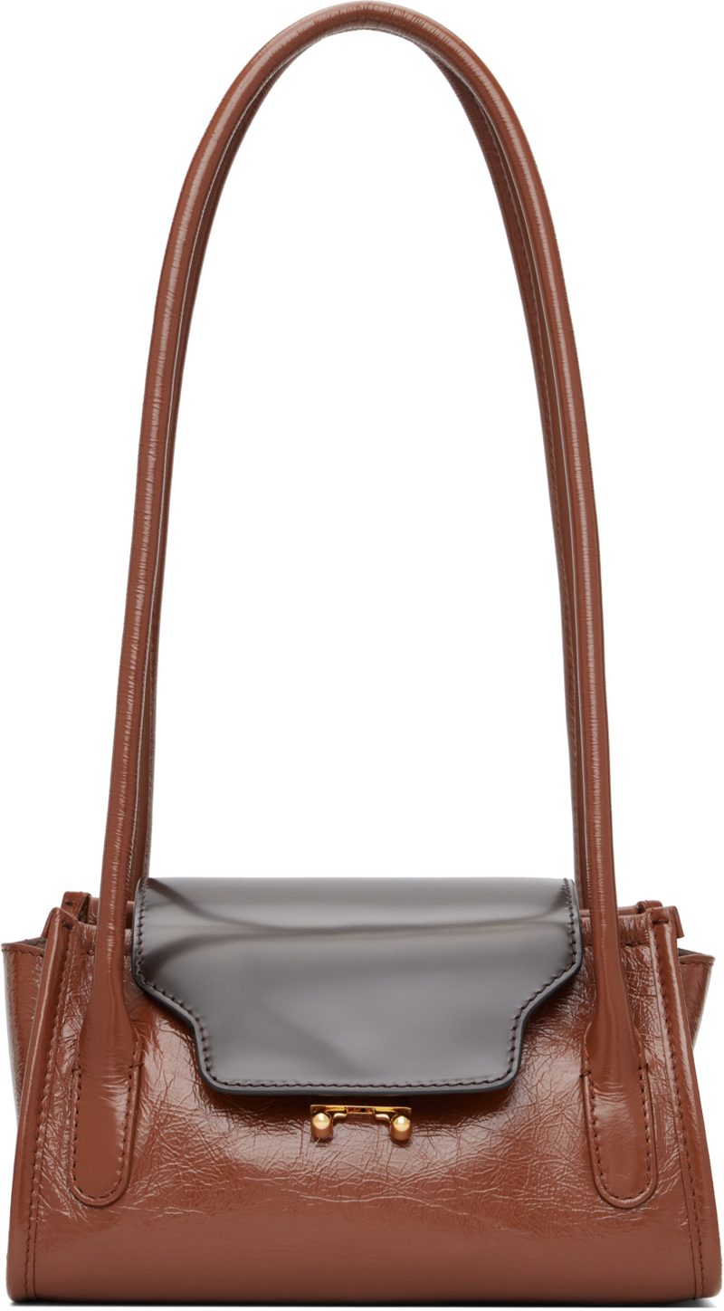 Marni Brown Leather Trunkette Bag 262379F048018