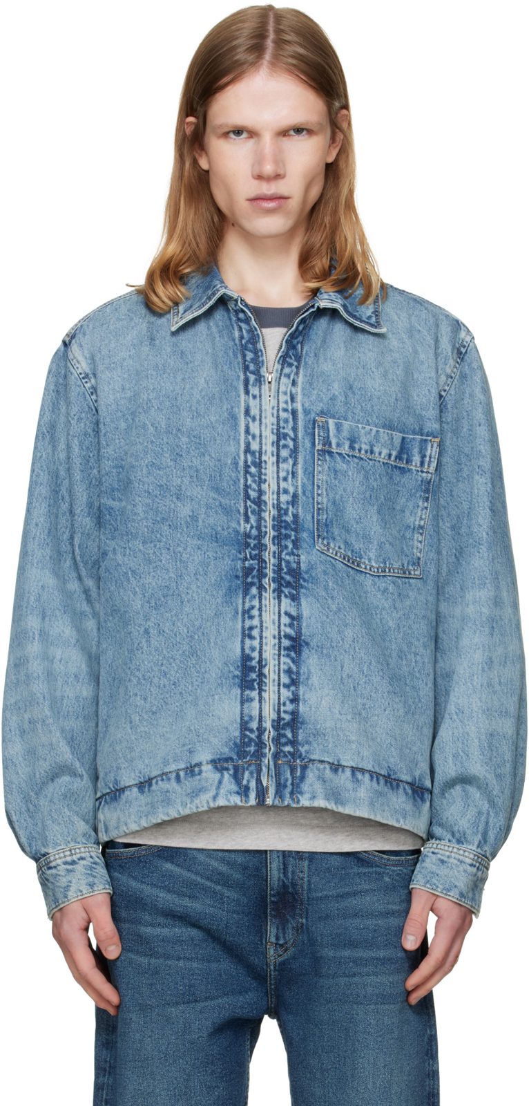 Blue Faded Denim Jacket 262085M177000
