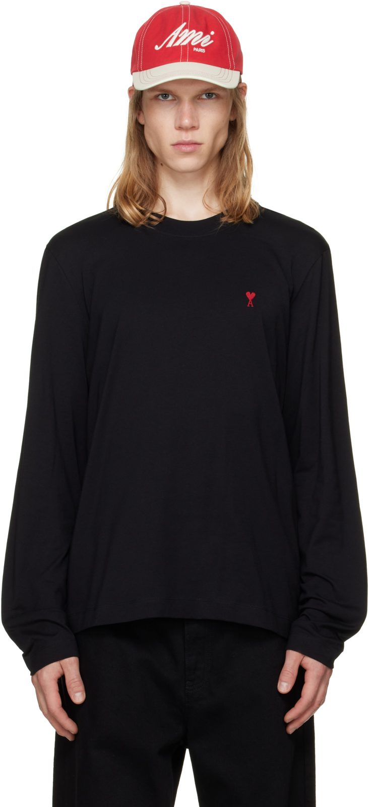 Black Ami de Coeur Cotton Longsleeves T-shirt 262482M213005
