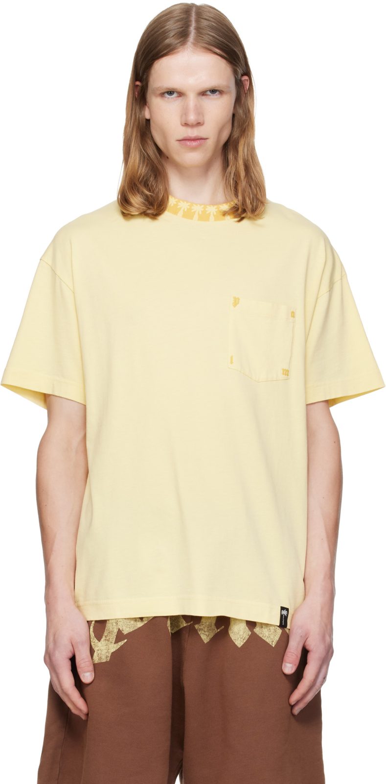 Yellow Palm Ribbed Regular T-shirt 262695M213037