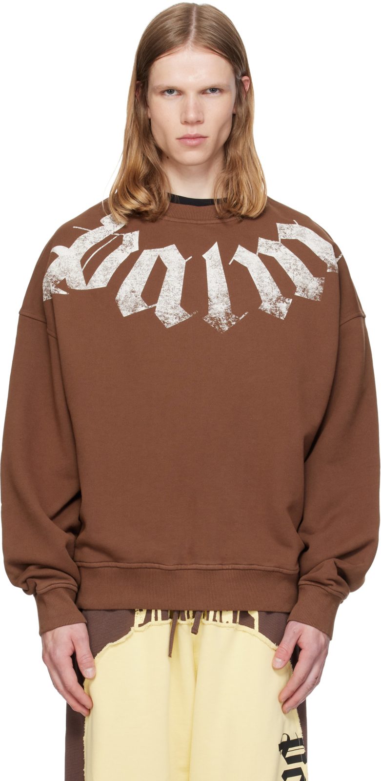 Brown Big Neck Logo Loose Sweatshirt 262695M201002