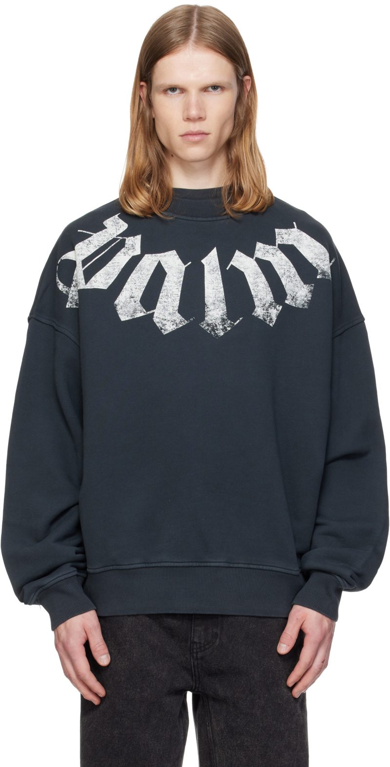 Black Big Neck Logo Loose Sweatshirt 262695M204001