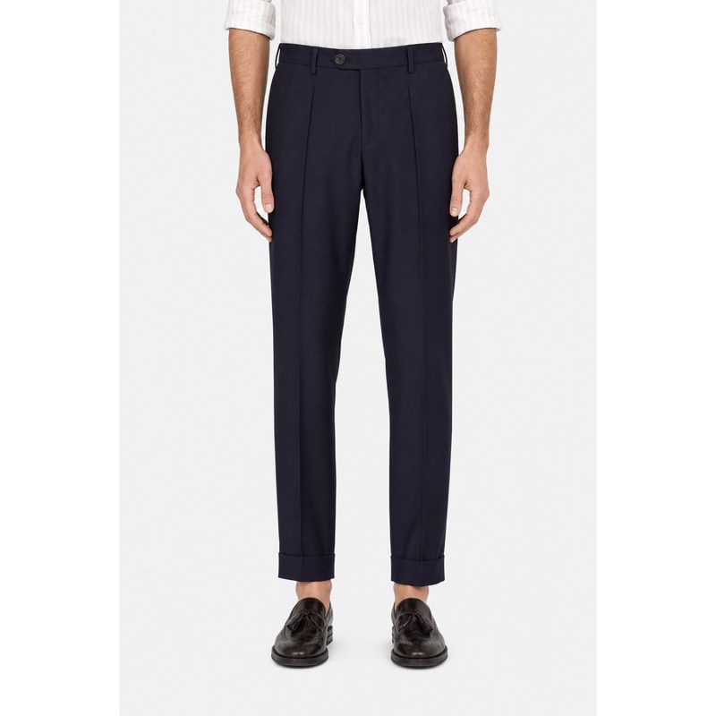 Brunello Cucinelli MenS Dark Blue Wool Trousers_Blue