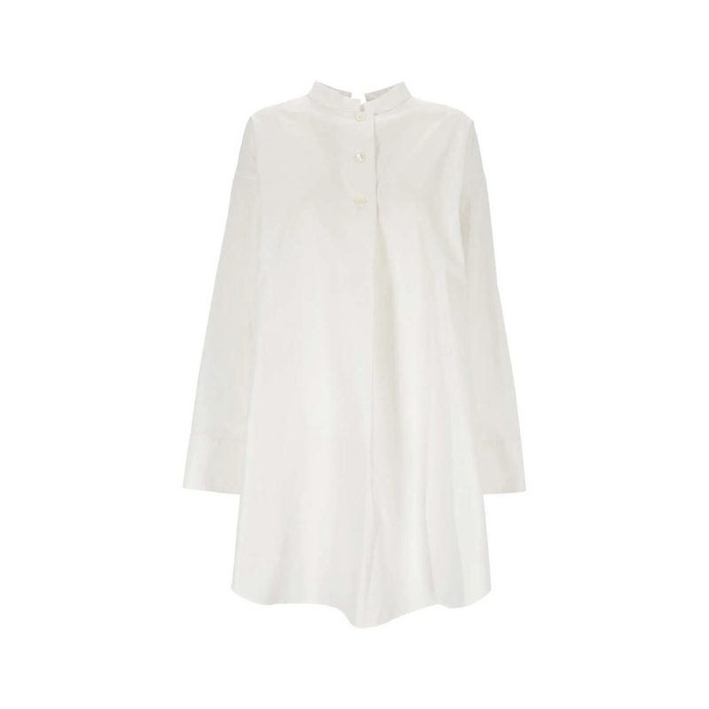 Emb Shirt Dress White_White