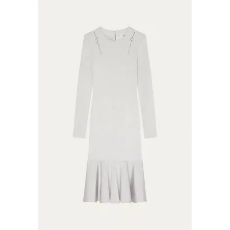 Long Sleeves Flare Dress Pearl Grey_Grey