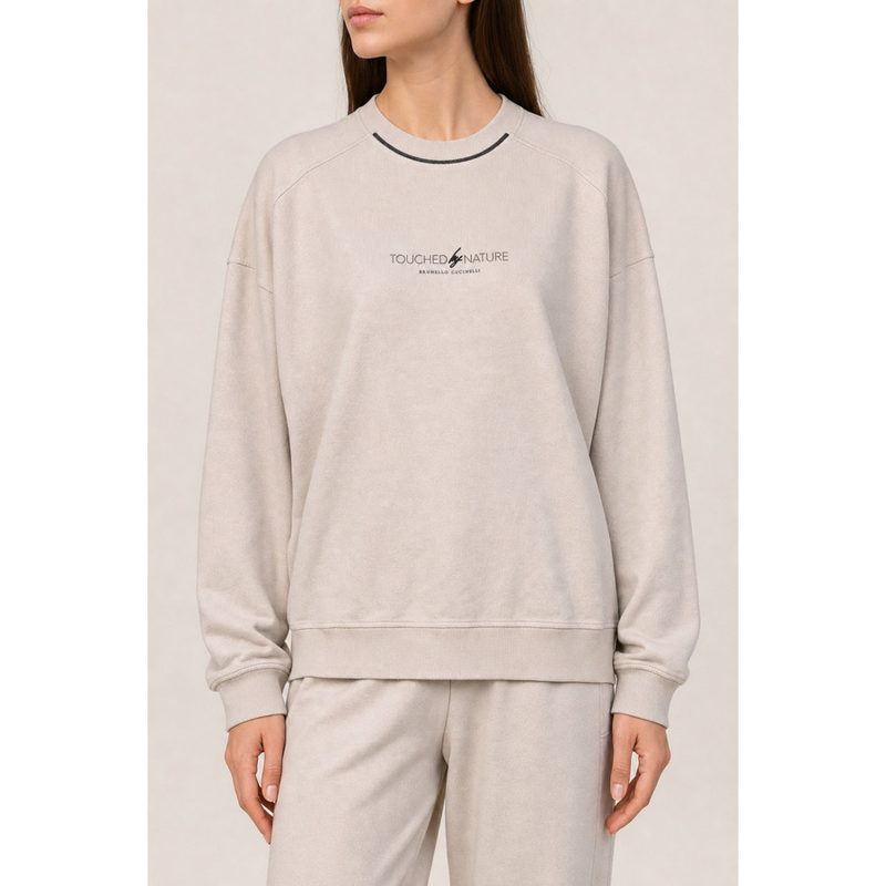 Brunello Cucinelli Womens Light Beige Cotton Sweatshirt_Beige