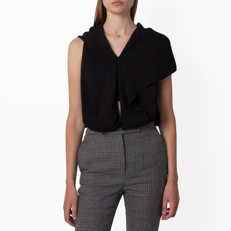 Draped Hooded Sleeveless Top_Black