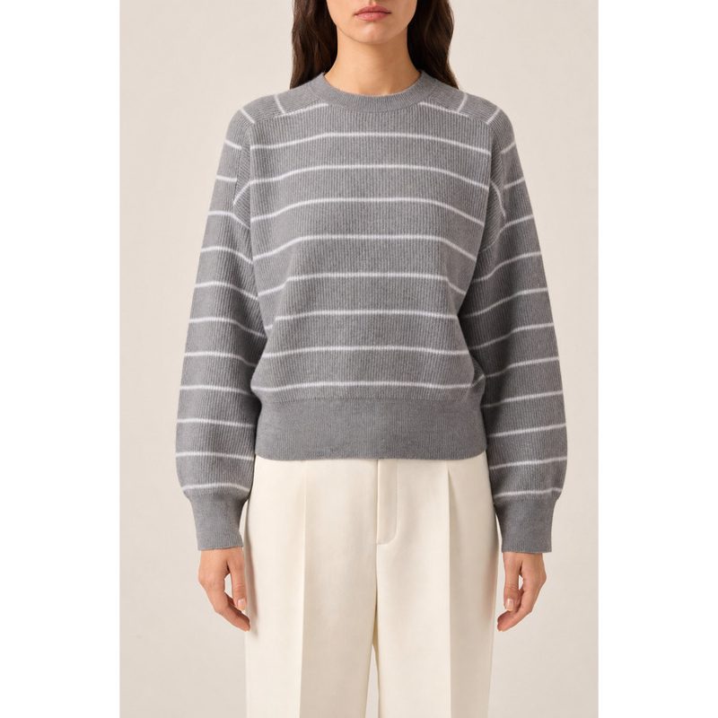 Brunello Cucinelli Womens Grey Virgin Wool Sweater_Multi-Color