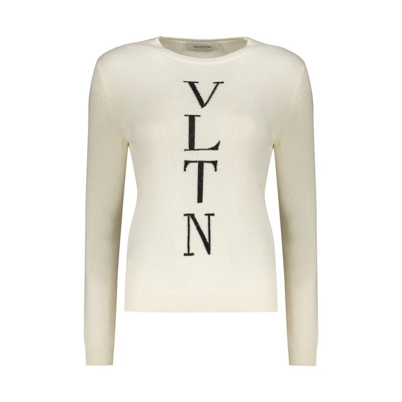 Garavani Womens White Wool Blend Sweater_White
