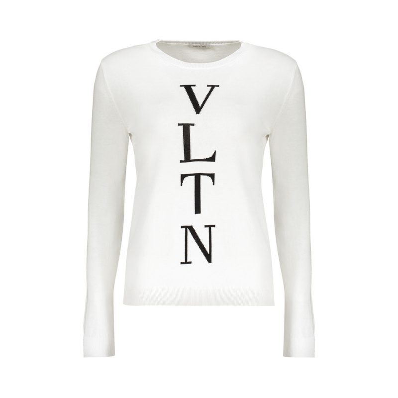 Garavani Womens White Cotton Logo Sweater_White