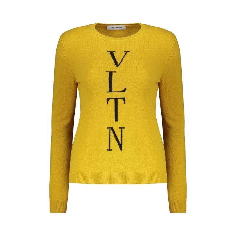 Garavani Womens Mustard Wool Crewneck Sweater_Yellow