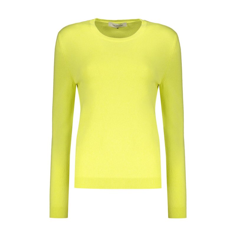 Garavani Womens Yellow Wool Crewneck Sweater_Yellow