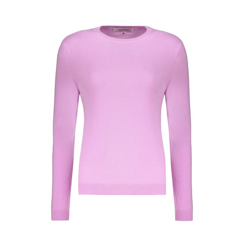 Garavani Womens Lilac Wool Crewneck Sweater_Pink