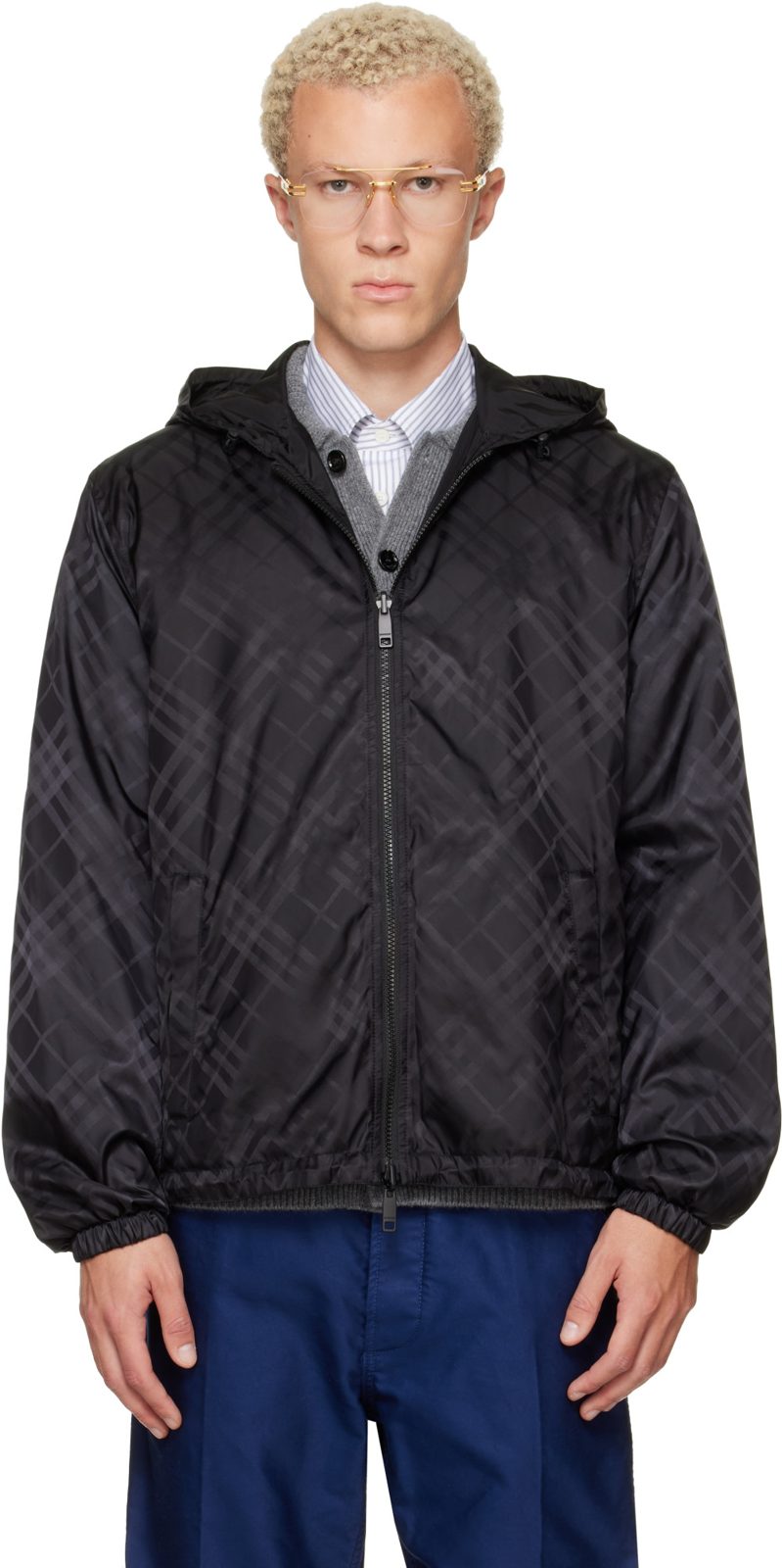 Black Check Reversible Jacket 262376M202004