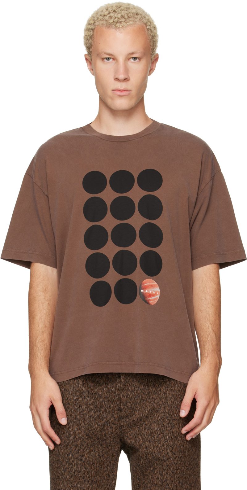 Marni Brown Printed-Logo T-shirt 262379M213009
